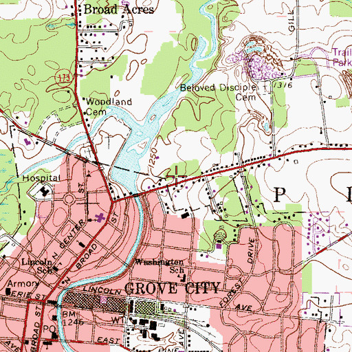 Topographic Map of Pine Township Engine Company Station 85, PA