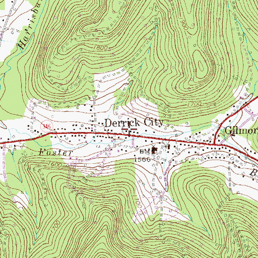 Topographic Map of Derrick City Volunteer Fire Department Station 11 Main Station, PA