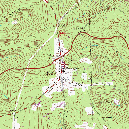 Topographic Map of Rew Volunteer Fire Department, PA