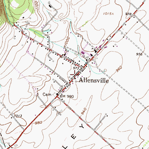 Topographic Map of Allensville Volunteer Fire Department Station 25, PA