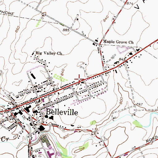 Topographic Map of Belleville Fire Company Station 24, PA