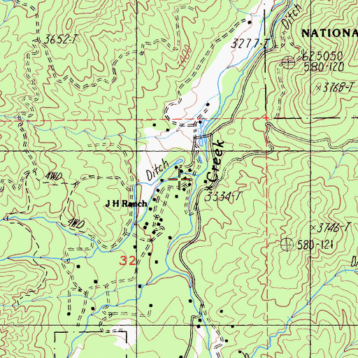 Topographic Map of Paynes Lake Creek, CA