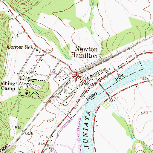Topographic Map of Newton Wayne Volunteer Fire Company Station 26, PA