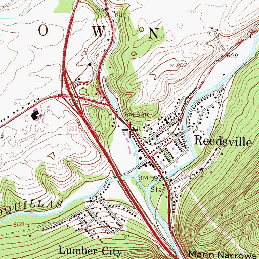 Topographic Map of Reedsville Volunteer Fire Company Station 6, PA