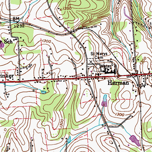 Topographic Map of Herman Volunteer Fire Company Station 10, PA