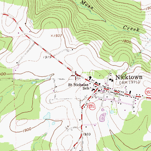 Topographic Map of Nicktown Fire Company Station 59, PA