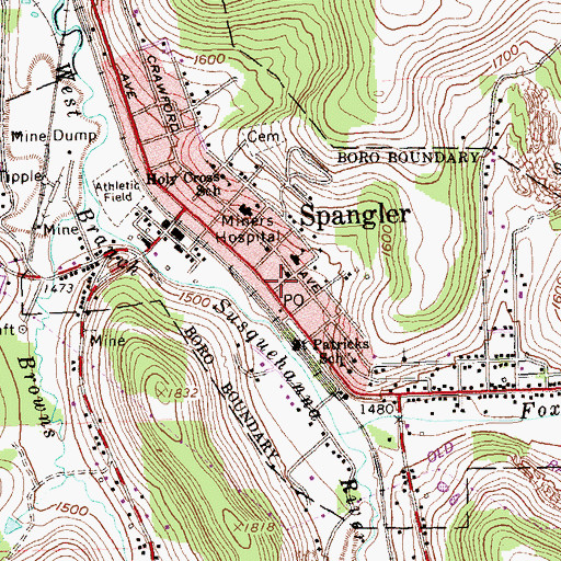 Topographic Map of Spangler Fire Company Station 58, PA