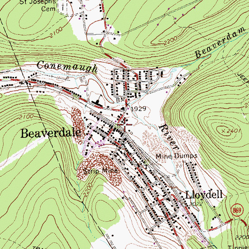 Topographic Map of Summerhill Township Volunteer Fire Company Station 80, PA