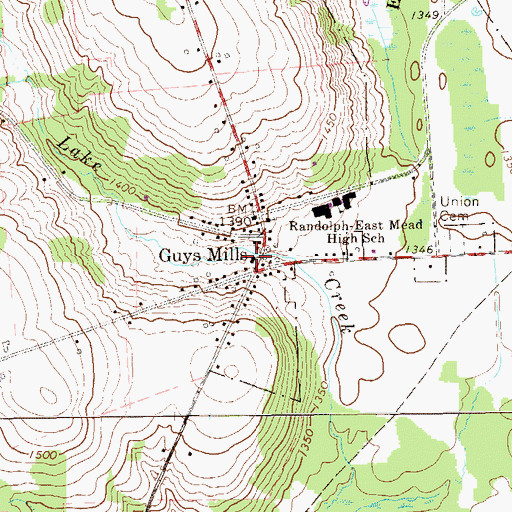 Topographic Map of Randolph Volunteer Fire Department 18, PA