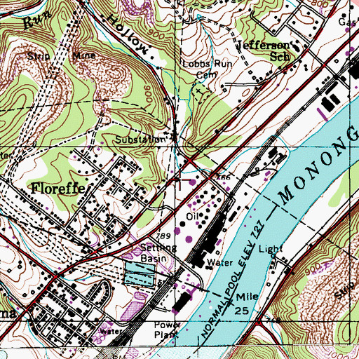Topographic Map of Floreffe Volunteer Fire Company Station 179, PA