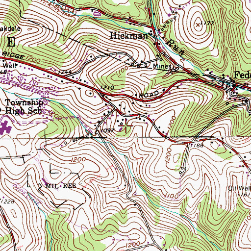 Topographic Map of Oak Ridge Volunteer Fire Department Station 269, PA