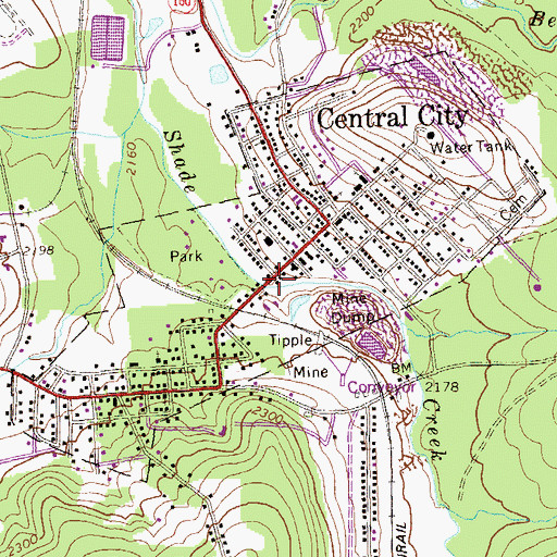 Topographic Map of Central City Fire Department - Station 626, PA