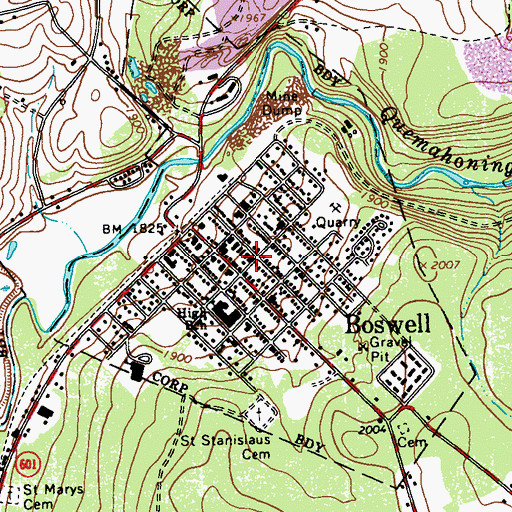 Topographic Map of Boswell Volunteer Fire Department - Station 605, PA