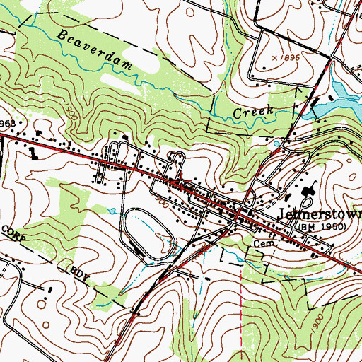 Topographic Map of Jennerstown Volunteer Fire Department - Station 606, PA
