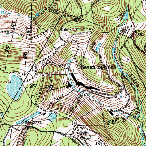 Topographic Map of Seven Springs Volunteer Fire Company - Station 625, PA