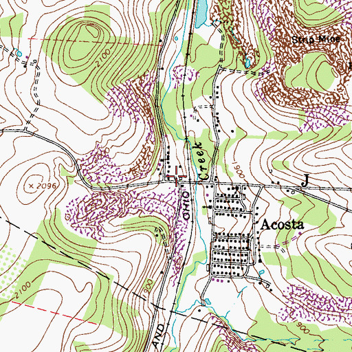 Topographic Map of Acosta Volunteer Fire Department - Station 608, PA