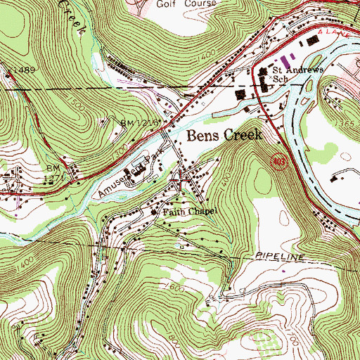 Topographic Map of Ideal Volunteer Fire Company, PA