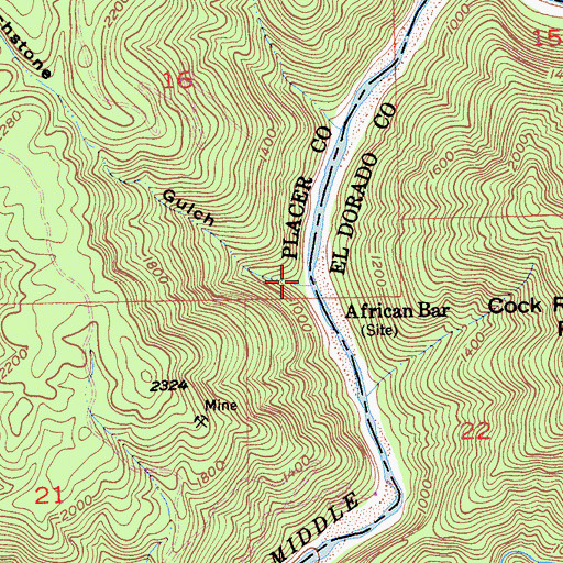 Topographic Map of Peachstone Gulch, CA