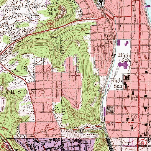 Topographic Map of Beaver Falls Fire Department Station 11 - 2, PA