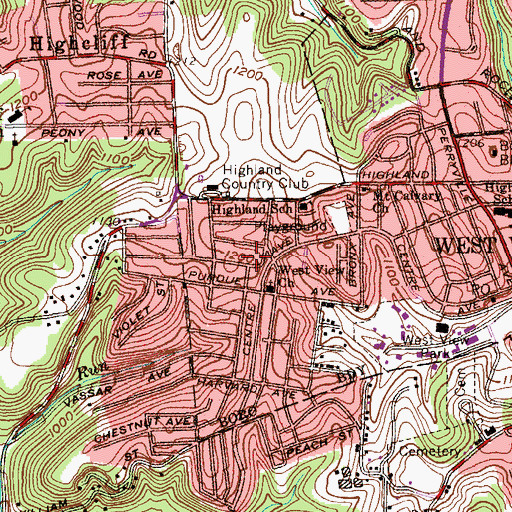 Topographic Map of West View Volunteer Fire Department Company 2 Station 297 - 2, PA