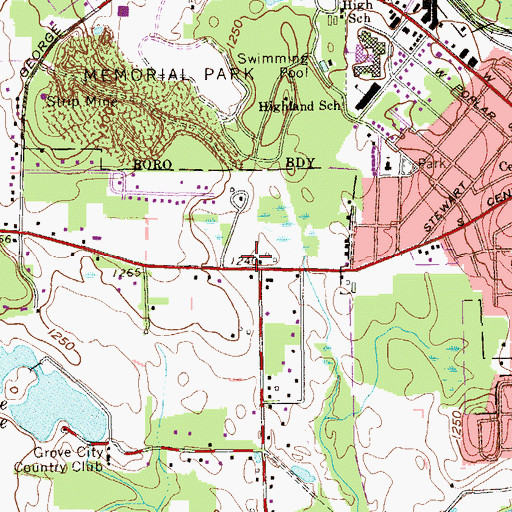 Topographic Map of Pine Township Engine Company Station 85, PA