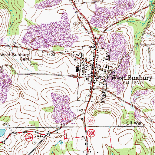 Topographic Map of West Sunbury Volunteer Fire Department Station 25, PA