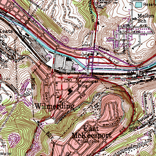 Topographic Map of Wilmerding Volunteer Fire Department Station 306, PA