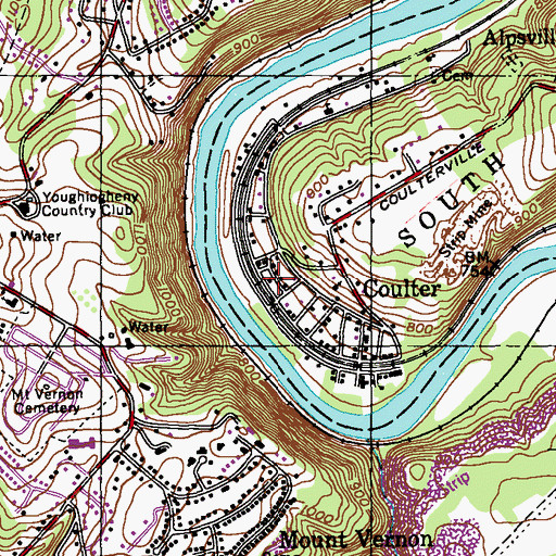 Topographic Map of Coulter Volunteer Fire Company, PA