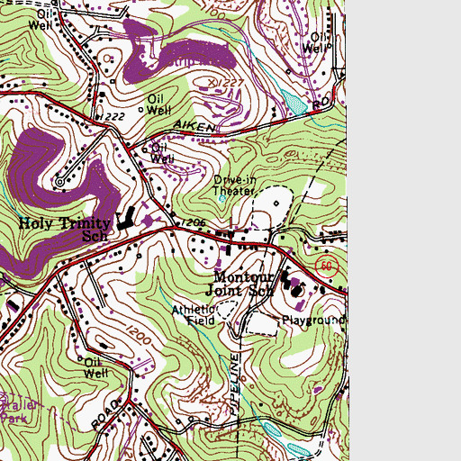 Topographic Map of Moon Run Volunteer Fire Department Station 245, PA