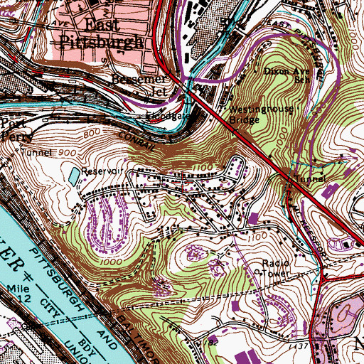 Topographic Map of Crestas Terrace Volunteer Fire Department Station 212, PA