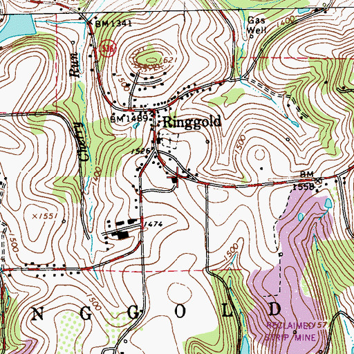 Topographic Map of Ringgold Area Volunteer Fire Company Station 9, PA