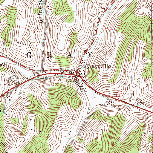 Topographic Map of Graysville Volunteer Fire Department Company 16, PA