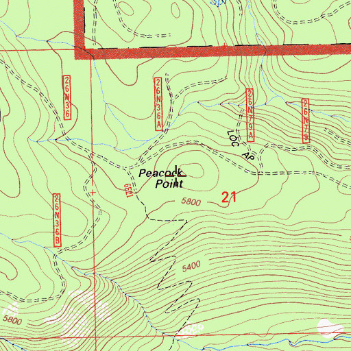 Topographic Map of Peacock Point, CA