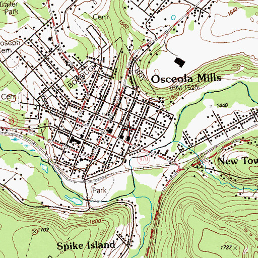 Topographic Map of Mountain Top Fire Company 13 Ambulance Substation, PA