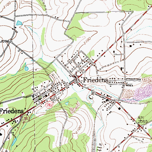 Topographic Map of Friedens Volunteer Fire Department - Station 603, PA