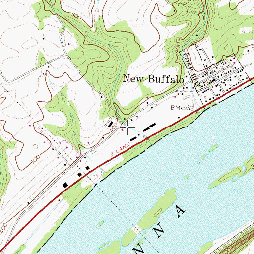 Topographic Map of Volunteer Fire Company 1 of New Buffalo, PA