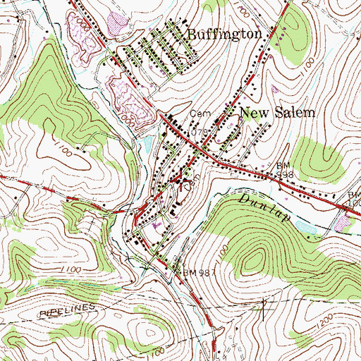 Topographic Map of New Salem Volunteer Fire Department Station 29, PA