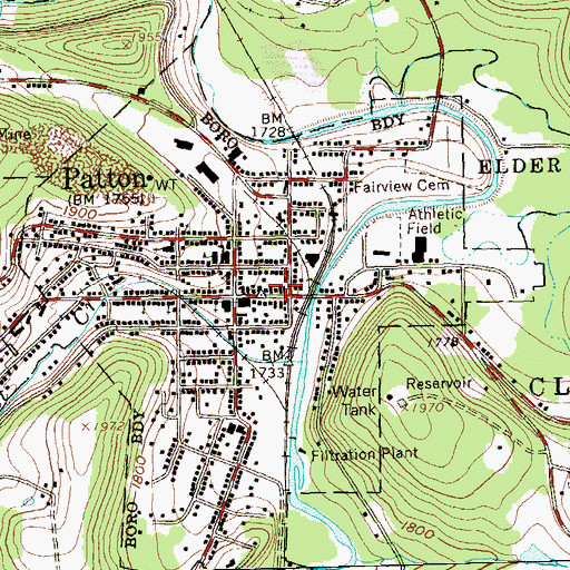 Topographic Map of Patton Fire Company Station 62, PA