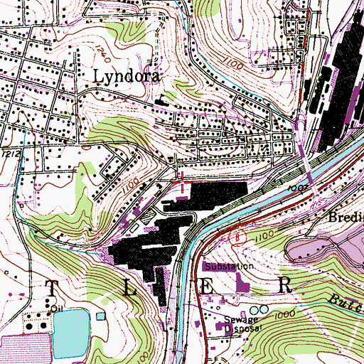 Topographic Map of Ak Steel Plant Protection Fire Station, PA