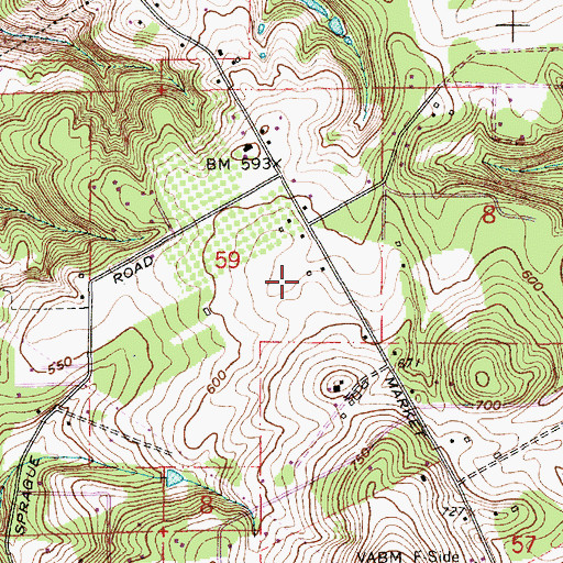 Topographic Map of Parson Landing, OR