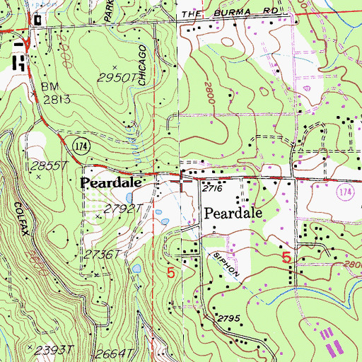 Topographic Map of Peardale, CA