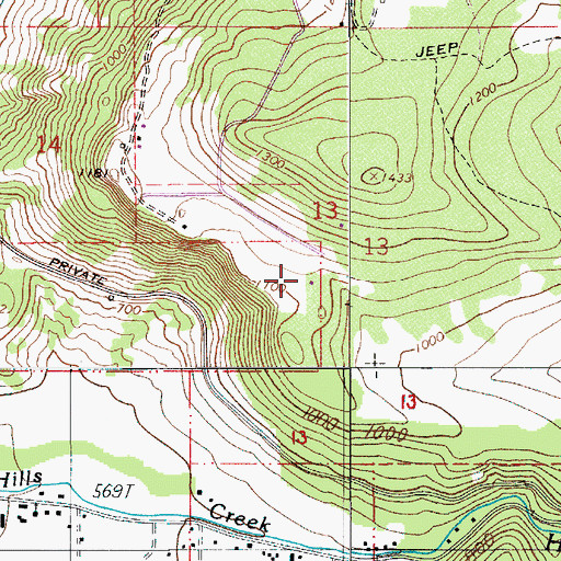 Topographic Map of Jasper Ridge Airstrip, OR
