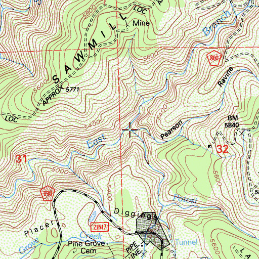 Topographic Map of Pearson Ravine, CA
