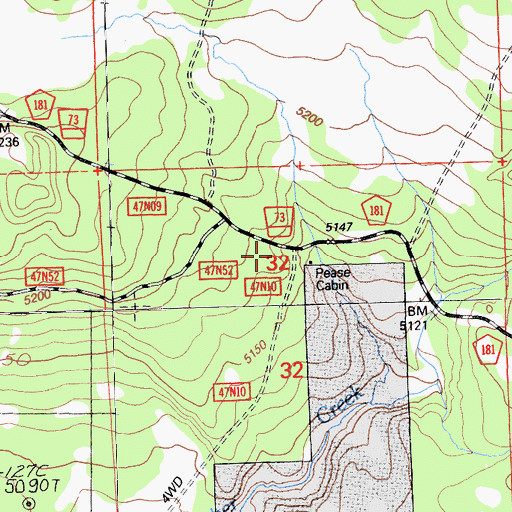 Topographic Map of Pease Cabin, CA