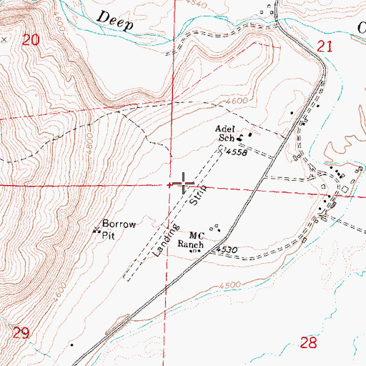 Topographic Map of Mc Ranch Airport (historical), OR