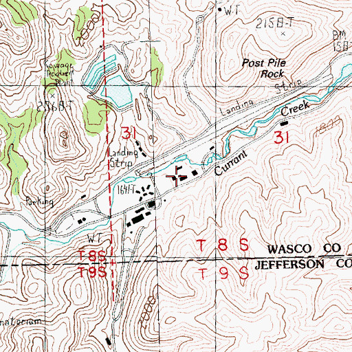 Topographic Map of Big Muddy Ranch Airport, OR