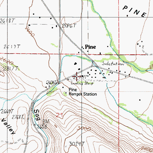 Topographic Map of Pine Valley Airport, OR