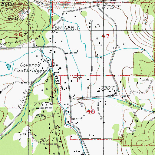 Topographic Map of Lost Creek Airport (historical), OR