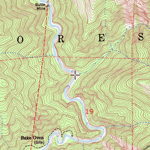 Topographic Map of Peavine Creek, CA