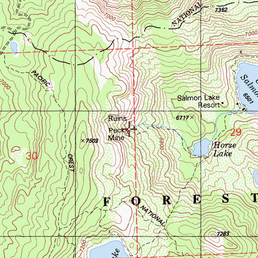 Topographic Map of Peck Mine, CA